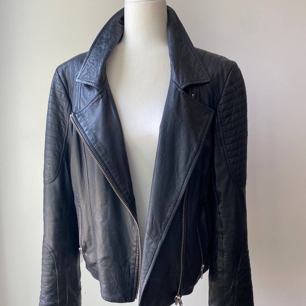 BB Dakota Leather Motorcycle Jacket, Size L